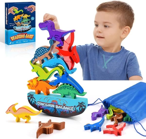 OBOSOE dinosauruslelut lapsille, puiset pinottavat montessori-lelut pojille tytöille tasapainokilpailupelit perheen syntymäpäivälahjoille lapsille