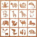 Miniatyrbillede 1 af 7: OBOSOE 16 stykker stencils med dyretema yard genanvendelige maleri stencils til scrapbog tegning sporing DIY gulv stof dekorationer