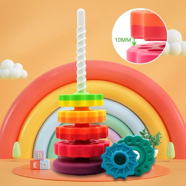 OBOSOE Spinning Stacking Legetøj, Spin Toy ABS Plast og Farve Regnbue Design, Fokus på Børn Pædagogisk og Interaktiv Læring Stack Legetøj