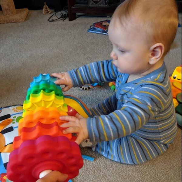 OBOSOE Spinning Stacking Legetøj, Spin Toy ABS Plast og Farve Regnbue Design, Fokus på Børn Pædagogisk og Interaktiv Læring Stack Legetøj