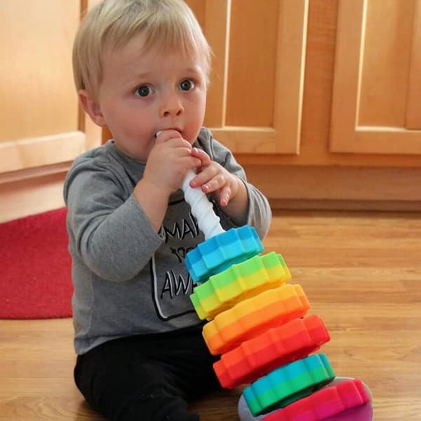 OBOSOE Spinning Stacking Legetøj, Spin Toy ABS Plast og Farve Regnbue Design, Fokus på Børn Pædagogisk og Interaktiv Læring Stack Legetøj