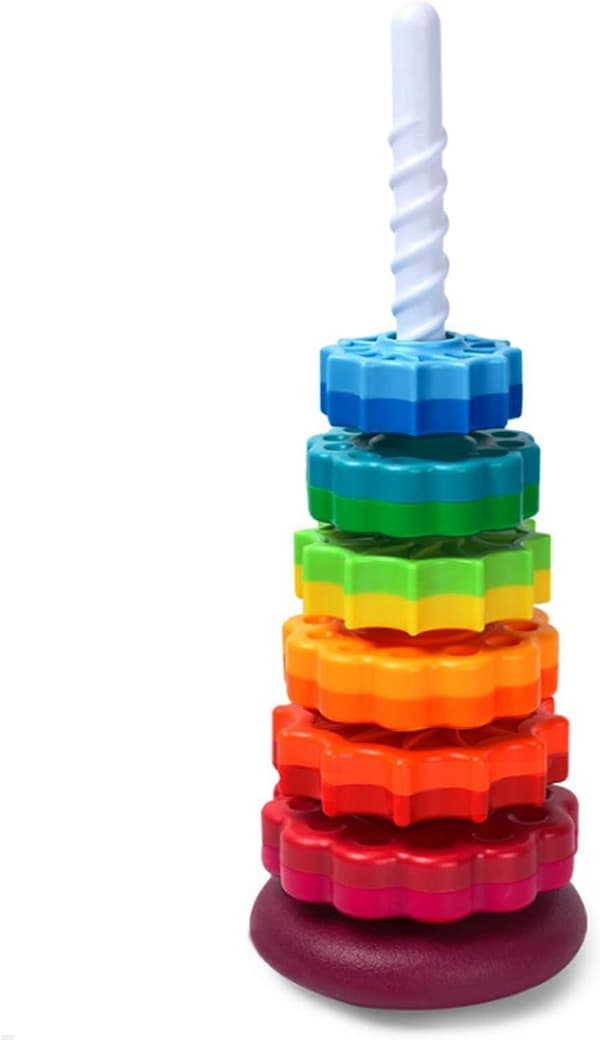 OBOSOE Spinning Stacking Legetøj, Spin Toy ABS Plast og Farve Regnbue Design, Fokus på Børn Pædagogisk og Interaktiv Læring Stack Legetøj