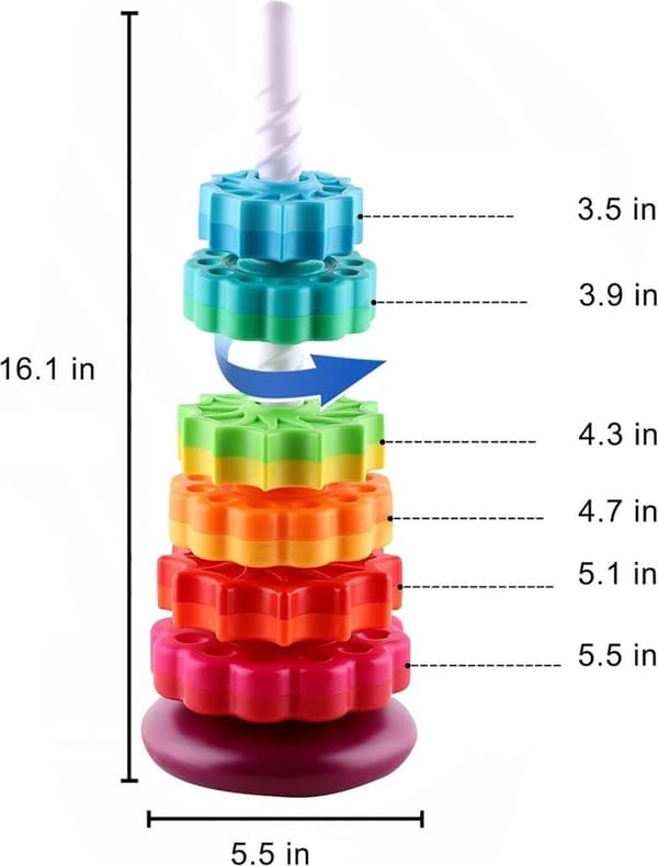 OBOSOE Spinning Stacking Legetøj, Spin Toy ABS Plast og Farve Regnbue Design, Fokus på Børn Pædagogisk og Interaktiv Læring Stack Legetøj