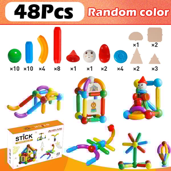Byggblock, 26-delarsset, utbildningsleksak, färgglada 3D-modeller,48Pcs med låda