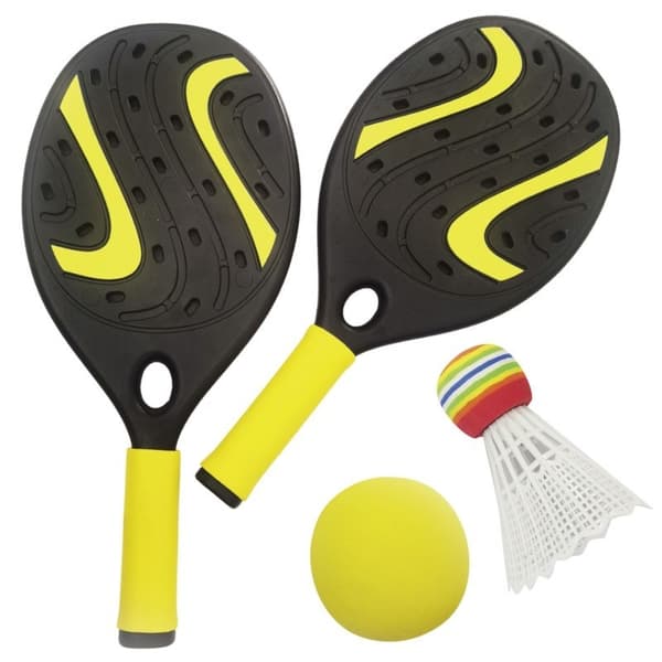 Raket med skumboll och badmintonboll – Lumarko strand- och trädgårdsset!