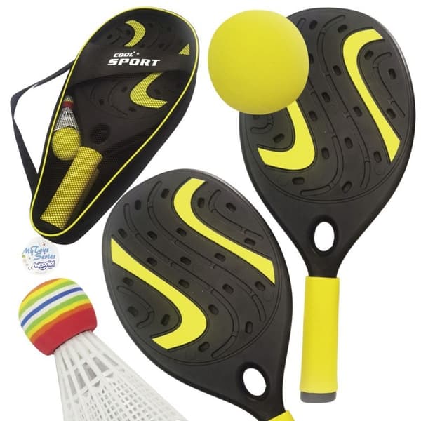 Raket med skumboll och badmintonboll – Lumarko strand- och trädgårdsset!
