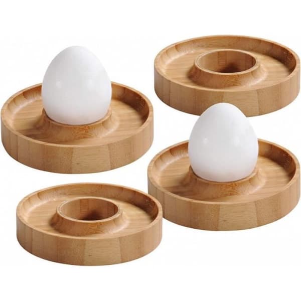 Bambu äggkoppar - KESPER - Set om 4 - Beige - D 10 cm - Brun