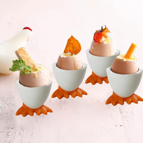 9 äggkoppar tecknade äggformar mjukkokta äggkoppar lämpliga för frukost brunch mjukkokta ägg (vita)