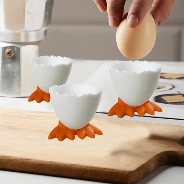 9 äggkoppar tecknade äggformar mjukkokta äggkoppar lämpliga för frukost brunch mjukkokta ägg (vita)