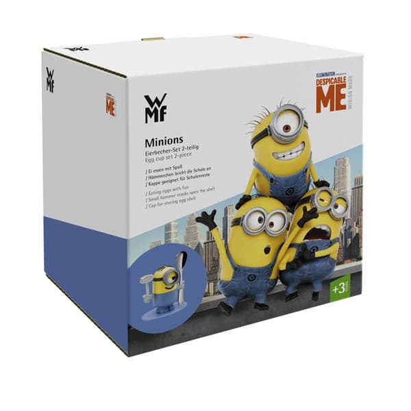 Coquetier - WMF - Minions - Plast högkvalitet - Sked i rostfritt stål 18/10 - Diska i diskmaskinssäker