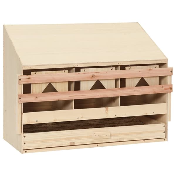 vidaXL redekasse til høns med 3 rum 72x33x54 cm massivt fyrretræ
