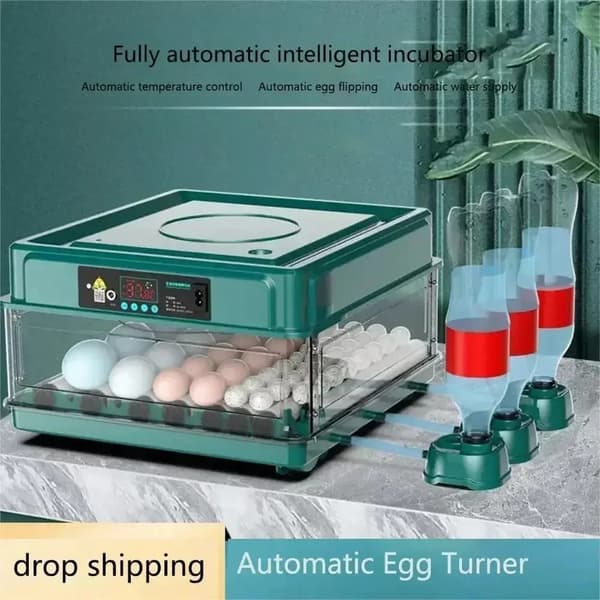 48 Æg Inkubator, Automatisk Temperaturkontrol, Automatisk Vandpåfyldning,9 æg EU stik 220v
