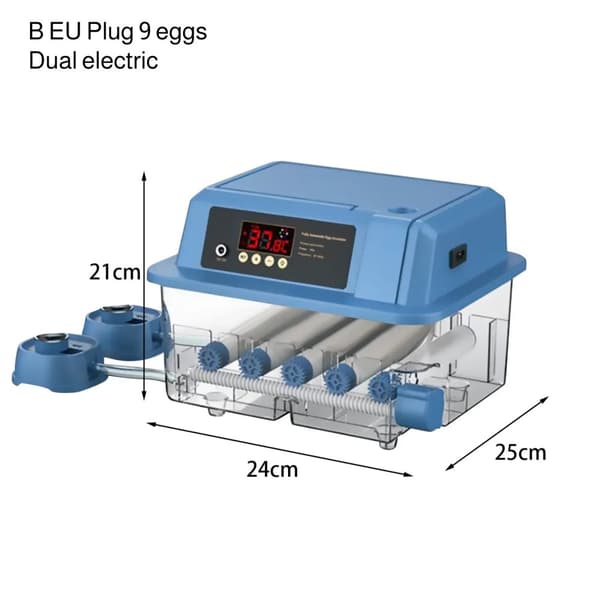 Æg Inkubator, Automatisk Æg Drejning, Digital Kontrol, Justerbar Fugtighedsstyring,B EU stik 9 æg