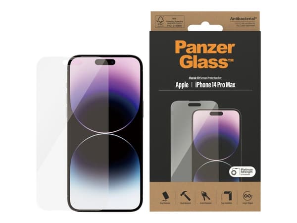 PanzerGlass™ | Antibakteerinen - Näytönsuoja matkapuhelimeen - Classic-fit - Kristallinkirkas | Apple iPhone 14 Pro Max