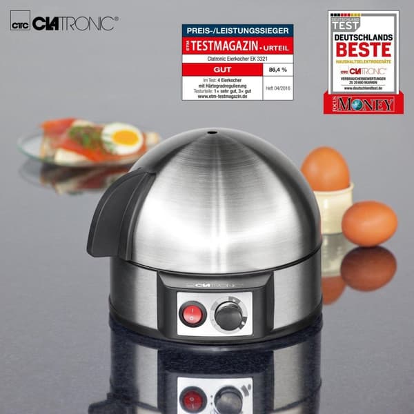 Clatronic EK 3321 æggekoger 7 æg 400 W Sort, Rustfrit stål