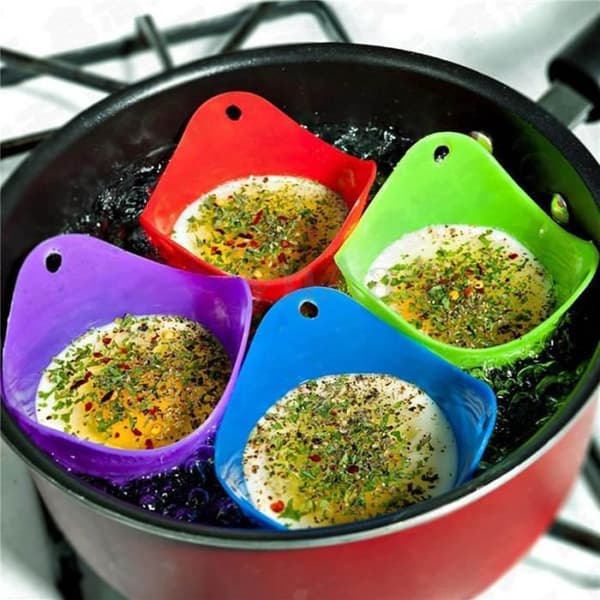 Röd Silikon Poach Cup Ägg Poacher