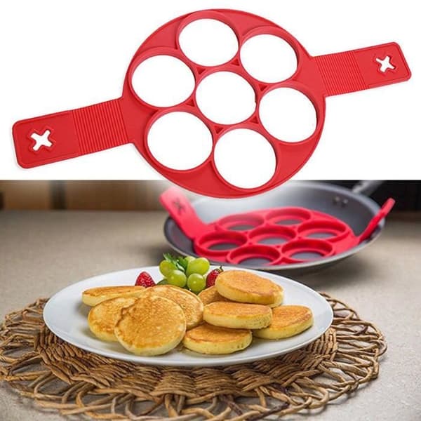 Omelettform Silikon Frukost DIY Form Äggform Leende Ansikte Pannkaka Verktyg Ägg Ring Röd
