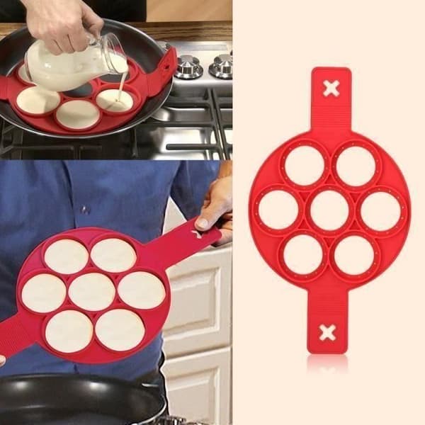 Silikonform Omelett Crepes Pannkaka 7 cirklar Snabbt enkelt sätt att göra perfekta pannkakor Köksredskap