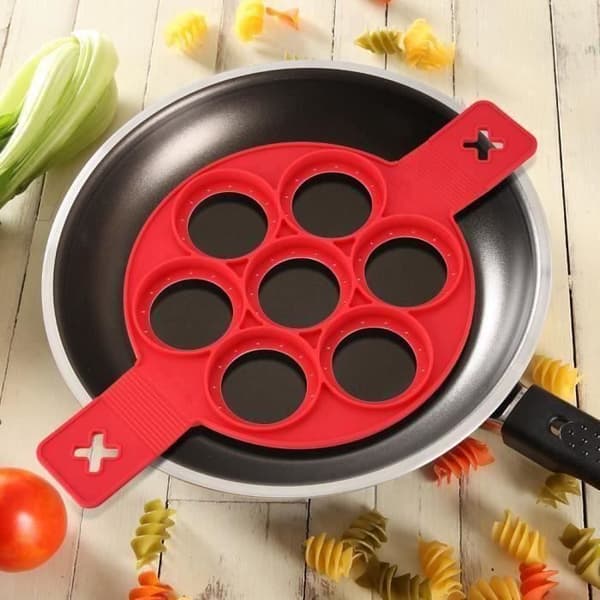Silikonform Omelett Crepes Pannkaka 7 cirklar Snabbt enkelt sätt att göra perfekta pannkakor Köksredskap
