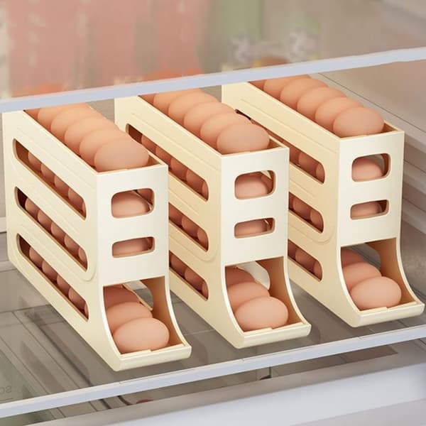 4 Levels Munasäiliö jääkaappiin, muna-annostelija, munateline, munasäilytys 30 munalle