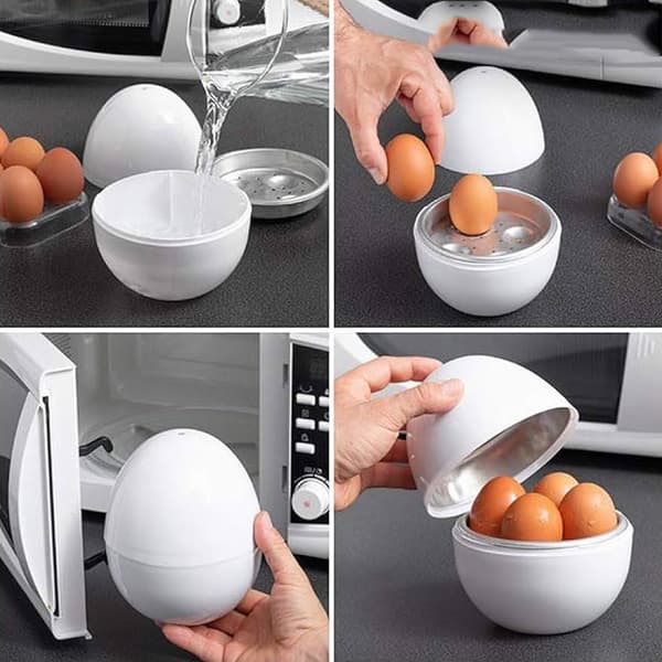 Eggkoker i mikrobølgeovn med oppskriftsbok