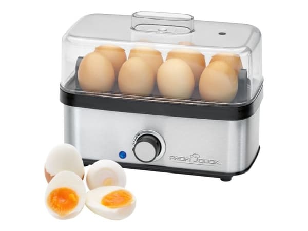PROFI COOK munakeitin PC-EK 1275, musta / hopea, 400 Watt, jopa 8 munaa, munakas-/paistotoiminto, ruostumattomasta teräksestä valmistettu kotelo, - 1
