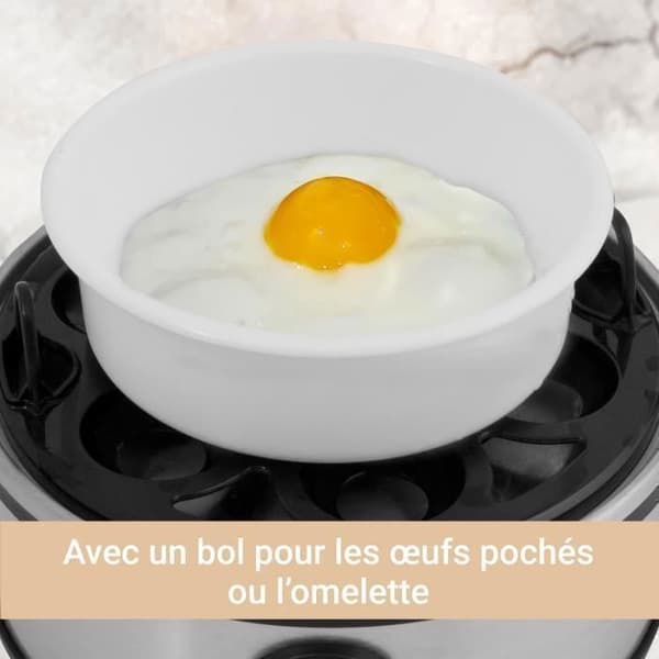 SUNTEC äggkokare i rostfritt stål EGG-8564 Design för 1 till 7 ägg, justerbar tillagning, ljudsignal och skål för äggröra