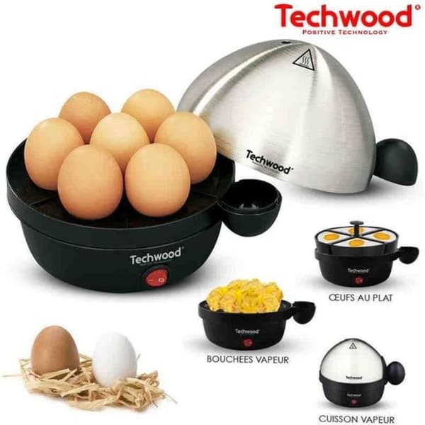 Äggkokare - TECHWOOD - Lagar 7 mjukkokta ägg - Lagar 4 stekta ägg - Rostfritt stål - 350W