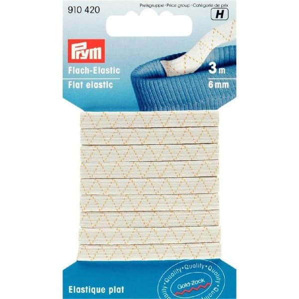 PRYM Flat Elastisk 6,0 mm Vit