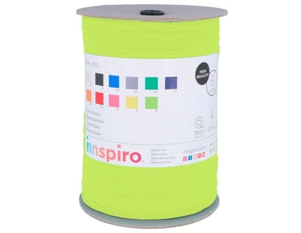 Resår - Innspiro sladd - 40511 - Fluor Gult elastiskt gummi 5,3 mm Spole ca. 350 m för sömnad och hantverk