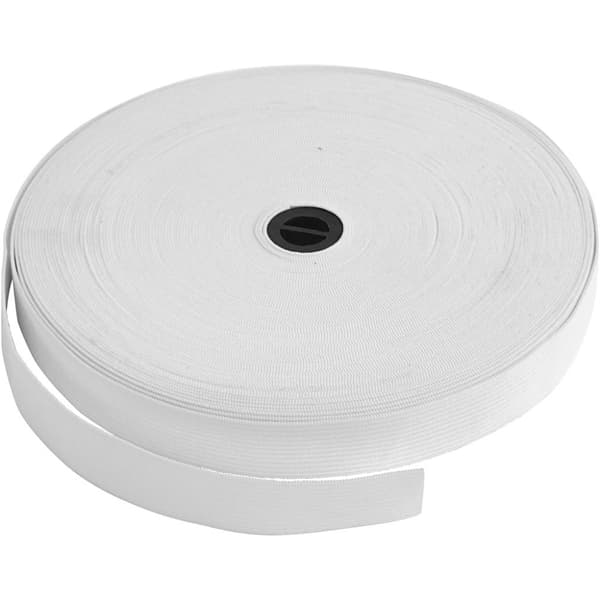 Resårband - 20 mm - Vit - 25 meter