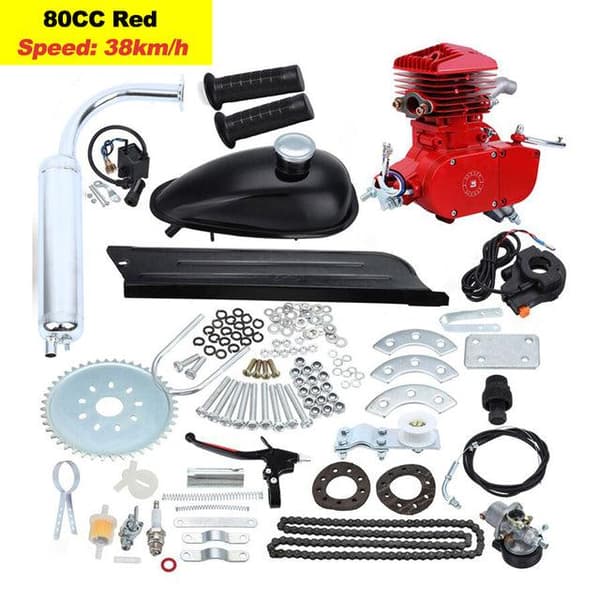 50/80/100cc 2-takts bensinmotor kit - Gör det själv elcykel komplett motor - SEO optimerad produkt-titel på svenska