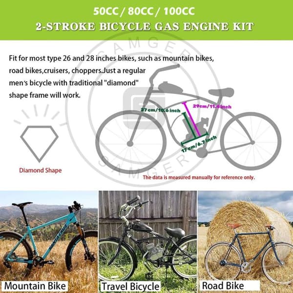50/80/100cc 2-takts bensinmotor kit - Gör det själv elcykel komplett motor - SEO optimerad produkt-titel på svenska