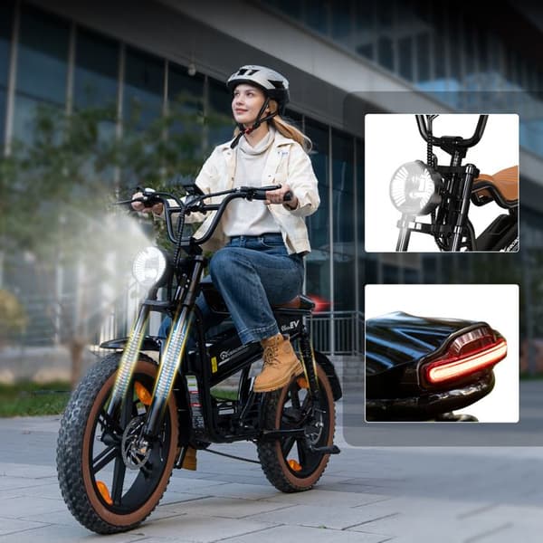 EVERCROSS Elcykel 20" Fat Tires EK30 - Avtagbart batteri 48V 15Ah 250W Motor 7-växlad dubbla skivbromsar - Svart