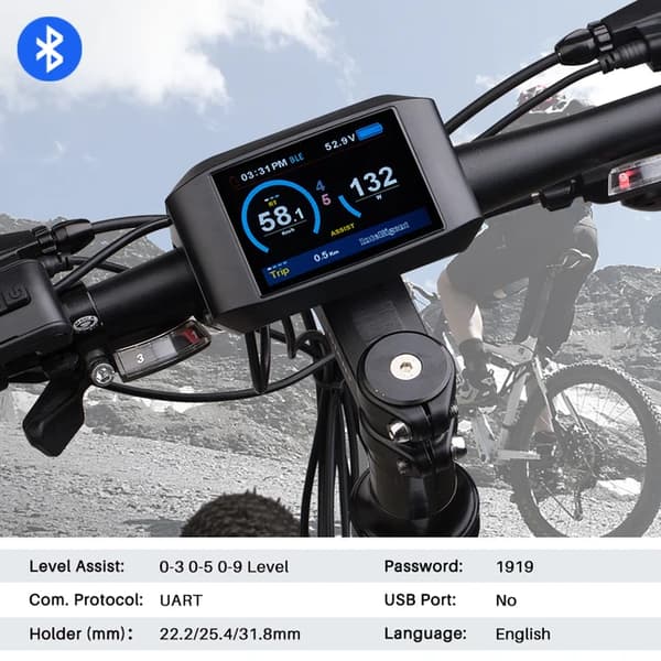Elektriske cykelkonverteringskits, HDMI-skærm, midtermonteret navmotor, 750C blåt display