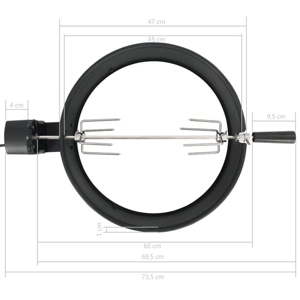 vidaXL Rotisserieset med ring grill 47 cm svart
