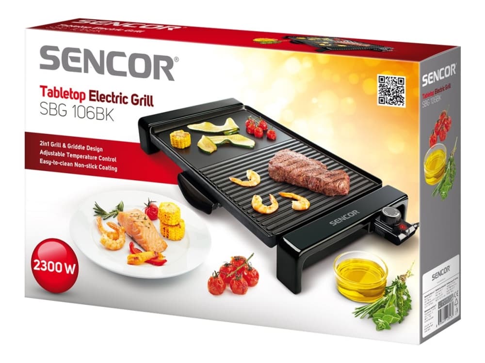 Sencor SBG 106BK - Grill - elektrisk - 1457 cm2 - svart
