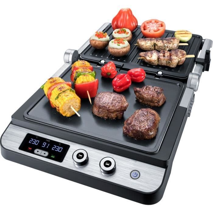 STEBA 187200 FG120 Kontaktgrill - 1800 W - Hällfri yta: 2 x 27 x 24 cm - Rostfritt stål och svart