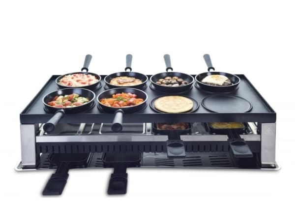 Solis Grill 5 i 1, raclette/ bordsgrill/ wok/ crepes/pizza, 8 personer, rostfritt stål, bordsgrill 5 i 1, typ 790