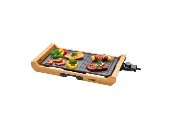 Clatronic TG 3697 - Grill - elektrisk - 800 cm2 Bamboo, Svart