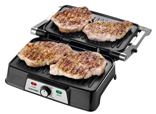 Concept GE2005, Sort, Rustfritt stål, Tabletop, Rotasjon, Rist + steketakke, 278 x 170 mm, 220 - 240 V
