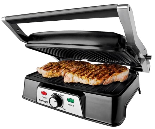 Concept GE2005, Sort, Rustfritt stål, Tabletop, Rotasjon, Rist + steketakke, 278 x 170 mm, 220 - 240 V