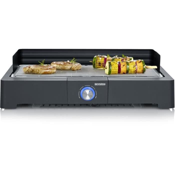 SEVERIN - PG8560 - Elektrisk bordsgrill - 2200 W - Grill i rostfritt stål av hög kvalitet - Vattenbricka - Svart