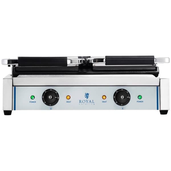 Royal Catering Kontaktgrill - dubbel - slät - 2 x 1800 W