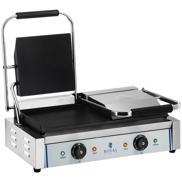 Royal Catering Kontaktgrill - dubbel - slät - 2 x 1800 W
