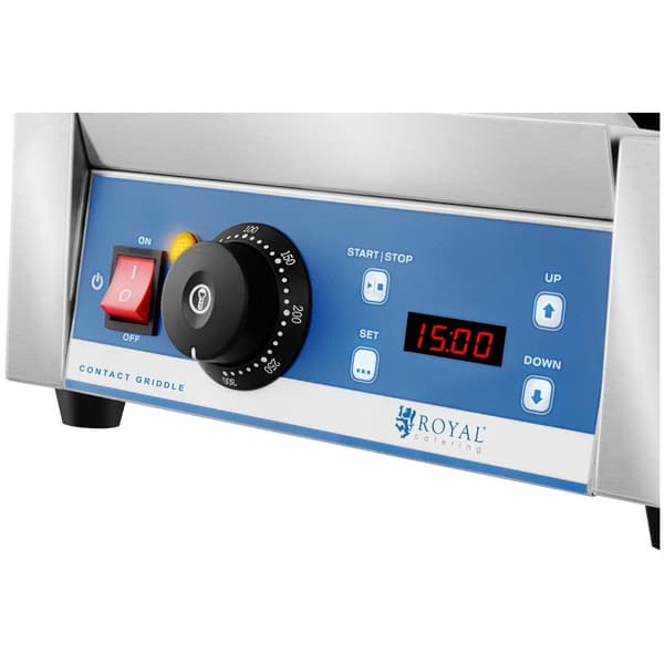 Royal Catering Kontaktgrill - räfflad- med timer - 1.800 W