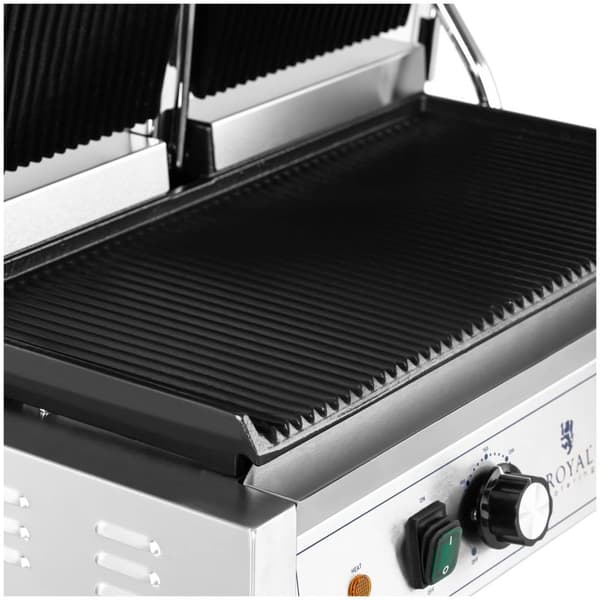 Royal Catering Dubbel kontaktgrill - 3600 W - Räfflad