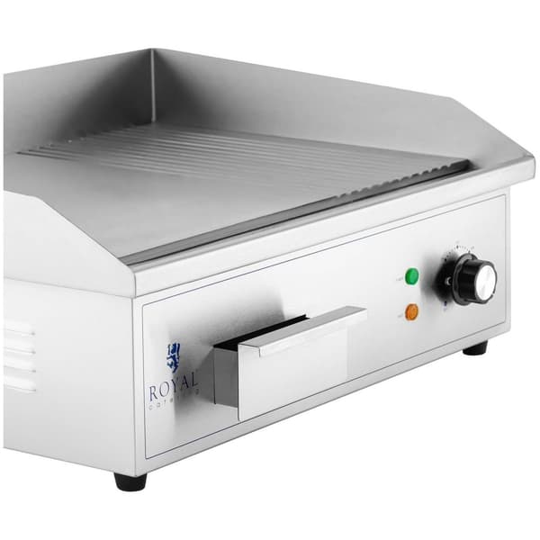 Royal Catering Elektriskt stekbord - 548 x 350 mm - Slät/räfflad  - 3000 W