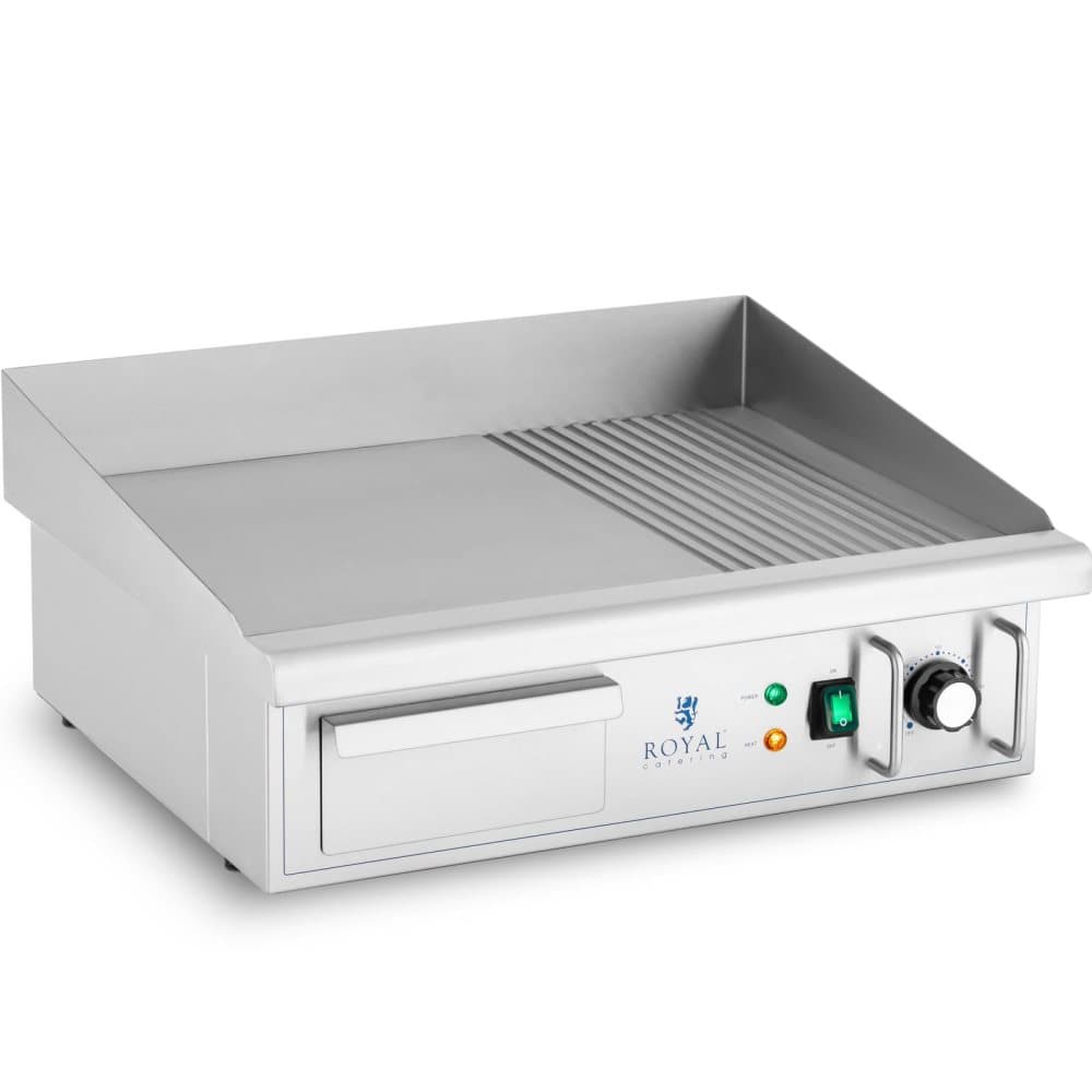 Royal Catering Elektriskt stekbord - 360 x 560 mm - Slät/räfflad - 3000 W