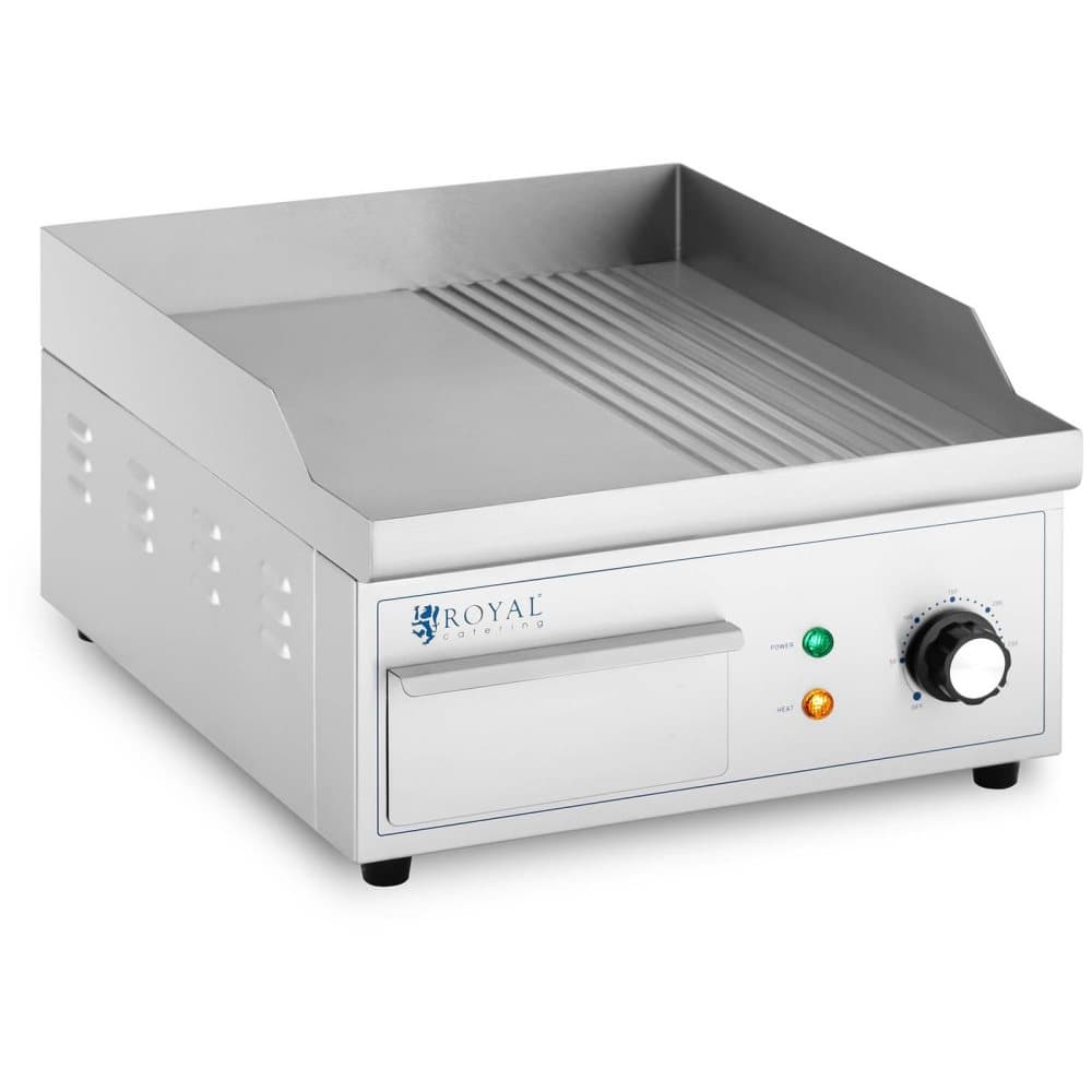Royal Catering Elektriskt stekbord - 360 x 380 mm - Slät/räfflad - 2000 W